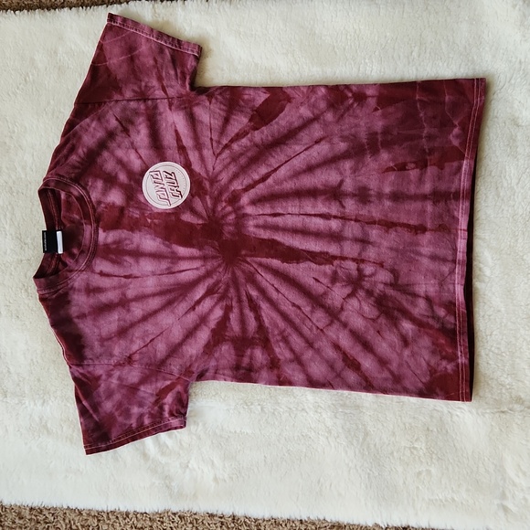 Santa Cruz Skateboarding Tie Dye Women's Burgundy T_Shirt Size S - Picture 2 of 8